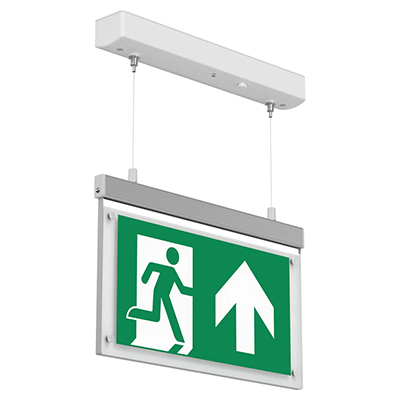 EDGE Suspended Hanging Surface LED Emergency Fire Exit Sign Maintained Running Man Arrow