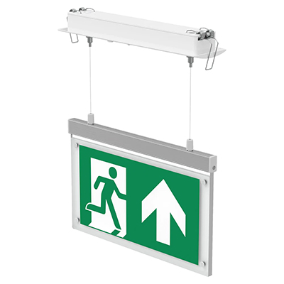 EDGE Suspended Hanging Recessed LED Emergency Fire Exit Sign Maintained Running Man Arrow