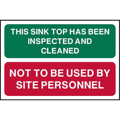 Sink top inspected and cleaned sticker