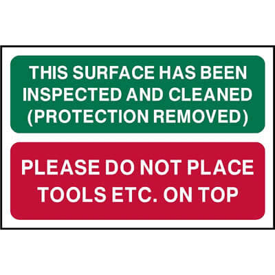 Surface inspected and cleaned sign