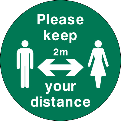 Please keep your distance 2m floor marker