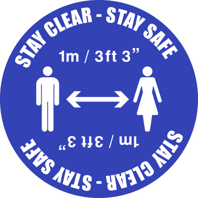 1m Social Distancing Floor Marker Stay Clear Stay Safe