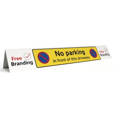 No parking in front of this driveway folded kerb sign