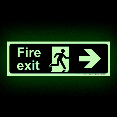 Fire Exit Right Glow-in-the-dark Sign
