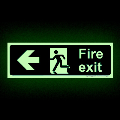 Fire Exit Left Glow-in-the-dark Sign