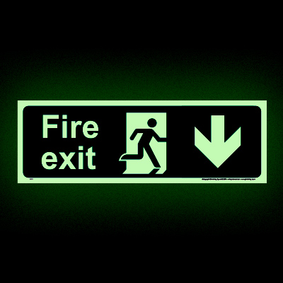 Fire Exit Down Glow-in-the-dark Sign