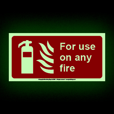 For use on any fire glow-in-the-dark sign
