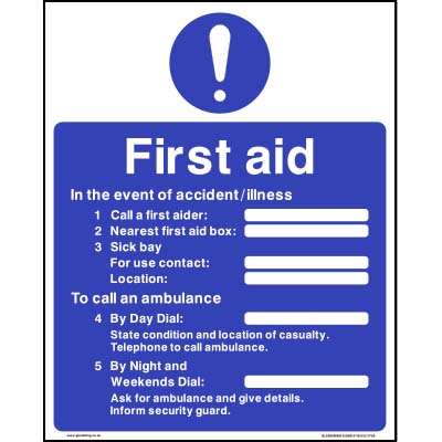 First aid in the event of accident/illness