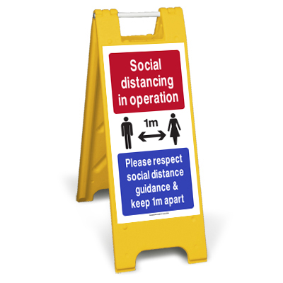 1m Social Distancing in Operation Sign Stand