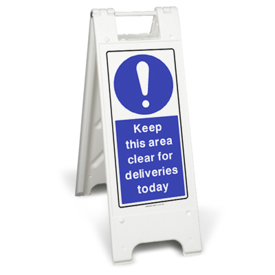 Keep this area clear for deliveries today (Minicade) sign 