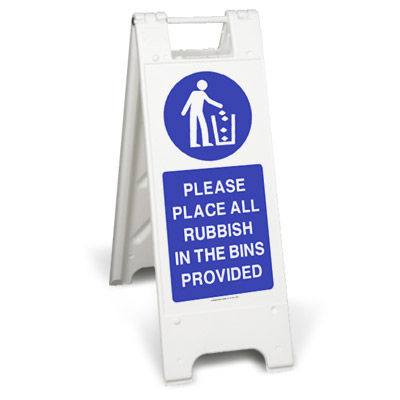 Please place all rubbish in the bins sign