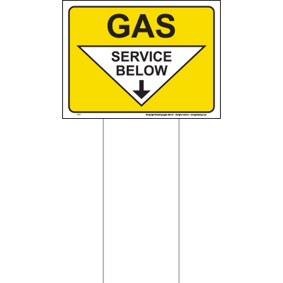 Gas service below (Mark-em) sign