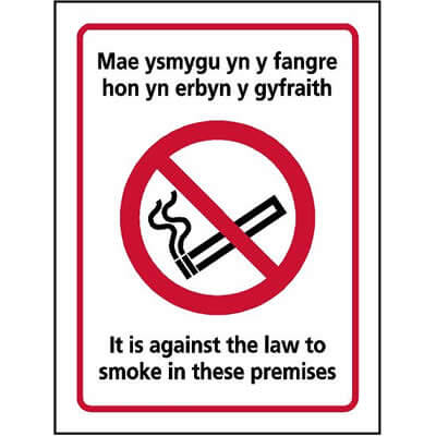 Welsh No Smoking Law Sign