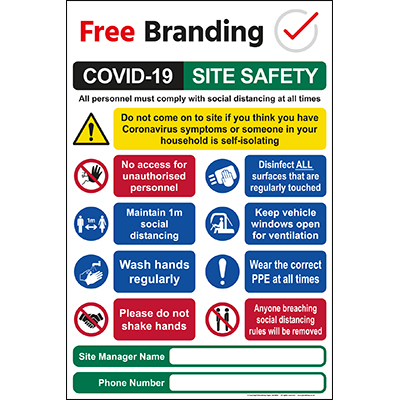 COVID-19 Site Safety Sign 1m Rule (Quickfit)