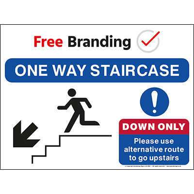 One way staircase down only sign (Quickfit)