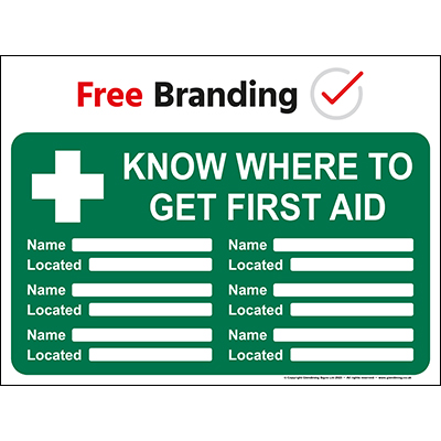 Know where to get first aid (Quickfit) Sign