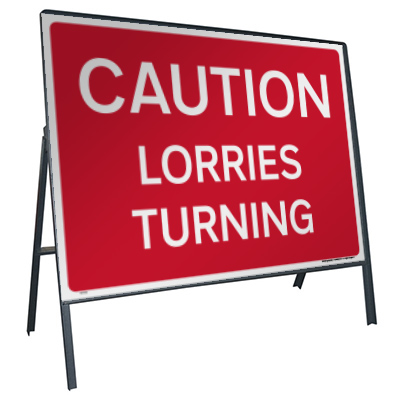 Caution lorries turning (Temp.)