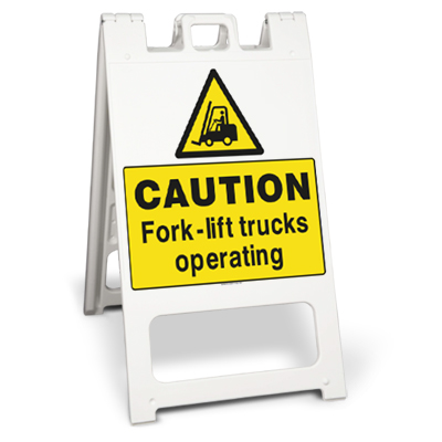 Caution fork-lift trucks operating (Squarecade 45)