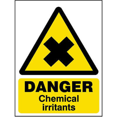Danger chemical irritants sign