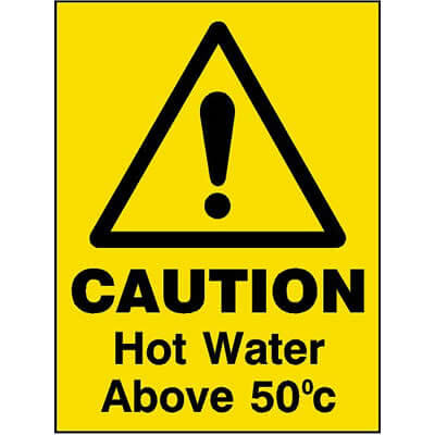 Caution hot water above 50 degrees celsius