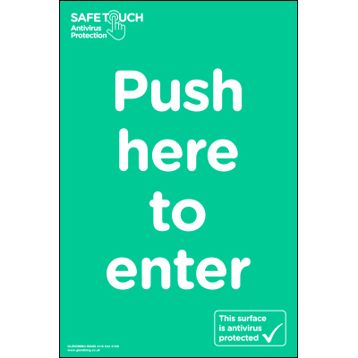 Push here to enter SafeTouch door sticker