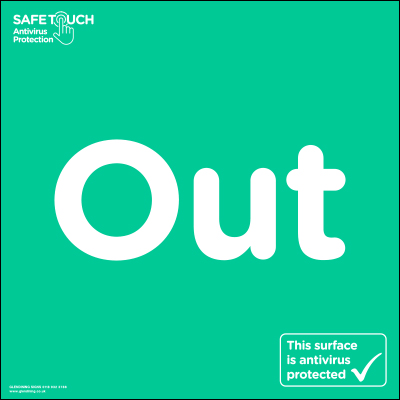 Out SafeTouch door sticker
