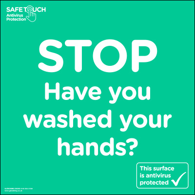 Stop have you washed your hands SafeTouch sticker