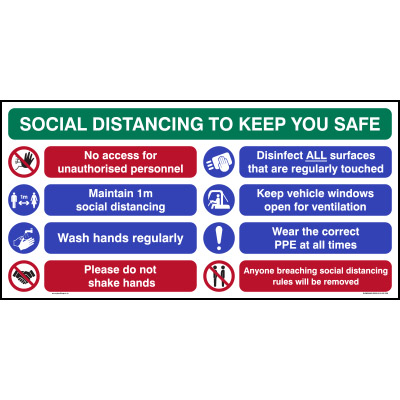 1m social distancing sign