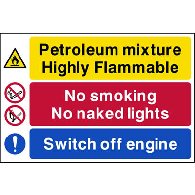 Petroleum Mixture Highly Flammable No Smoking Switch Off Engine