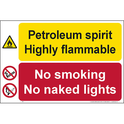 Petroleum spirit highly flammable no smoking