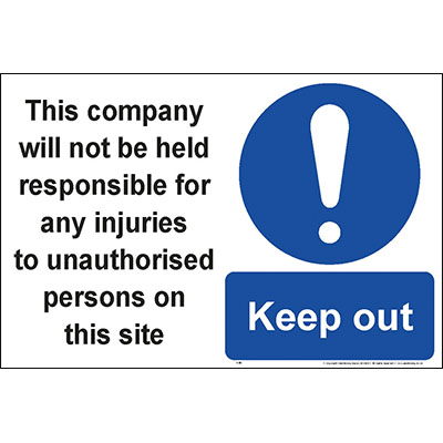 This company will not be held responsible for unauthorised persons