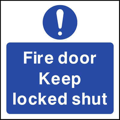 Fire door keep locked shut (Symbol)