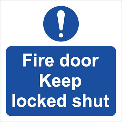 Fire door keep locked shut (Symbol)