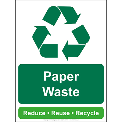 Paper Waste Recycling Sign