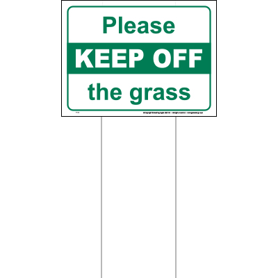 Please keep off the grass sign