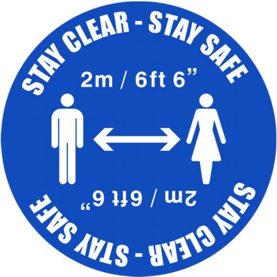 2m Social Distancing Floor Marker Stay Clear Stay Safe