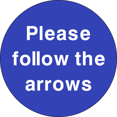 Please follow the arrows floor marker
