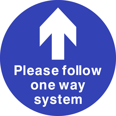 one way system social distancing sticker