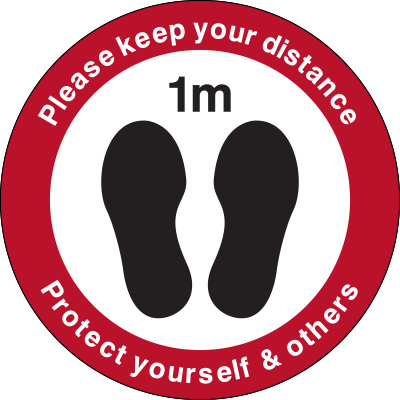 Please keep your distance 1m protect yourself floor marker