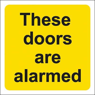 These doors are alarmed sign