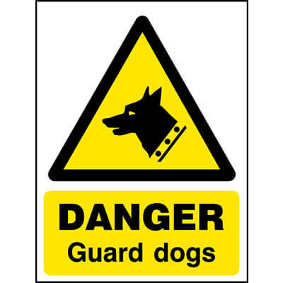 Danger guard dogs sign