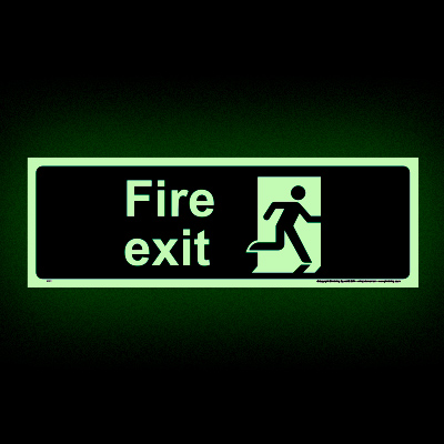 Fire Exit Right Facing Glow-in-the-dark Sign