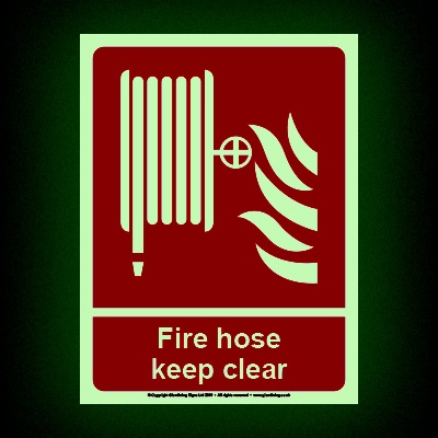 Fire Hose Keep Clear Glow-in-the-dark Signs