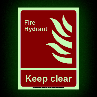 Fire Hydrant Keep Clear Glow-in-the-dark Sign