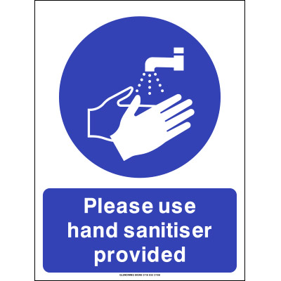 Use Hand Sanitiser Provided Sign