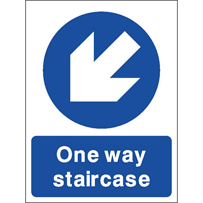 One Way Staircase Left Down Sign