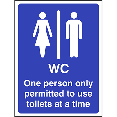 One Person Only To Use Toilets Sign