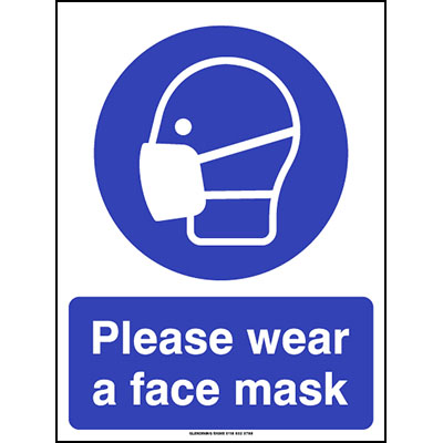 Please wear a face mask sign