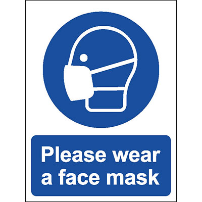Please wear a face mask sign