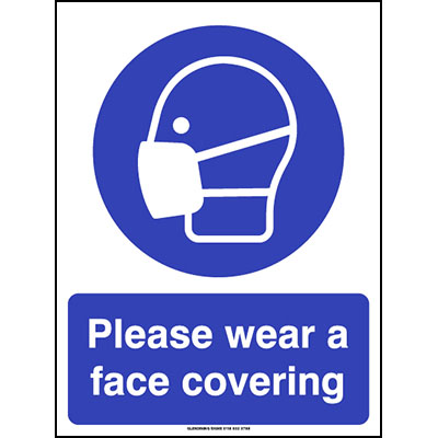 Please wear a face covering sign